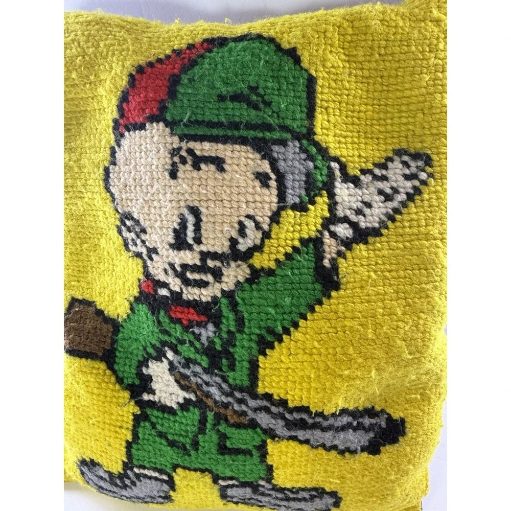 Retro Elmer Fudd Hunting Latch Hook Rug Throw Pillow Warner Bros Vintage